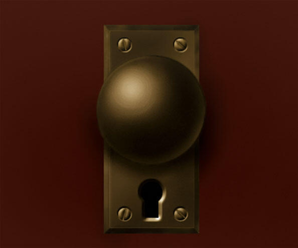 doorknob created with shapes and textures in Photoshop with no stock images