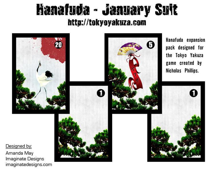 January suit Hanafuda cards for tabletop game Tokyo Yakuza