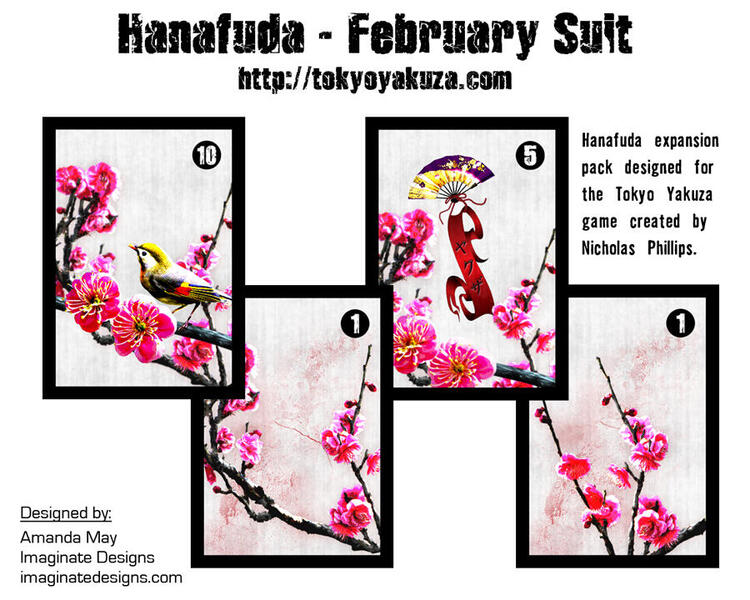 February suit Hanafuda cards for tabletop game Tokyo Yakuza