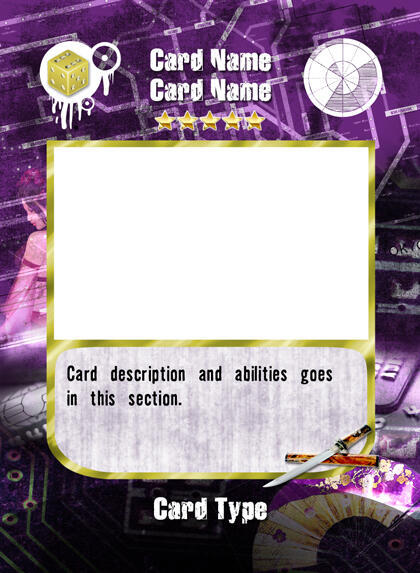 Purple game card base for tabletop game Tokyo Yakuza