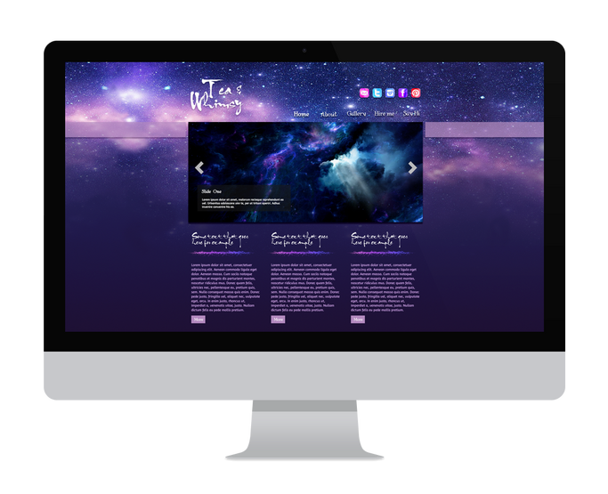 mockup of Tea & Whimsy blog design on monitor